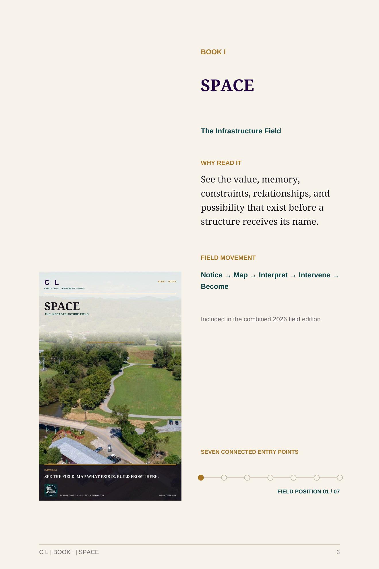 C L founding reader guide page 3 of 11: Book I: Space - The Infrastructure Field