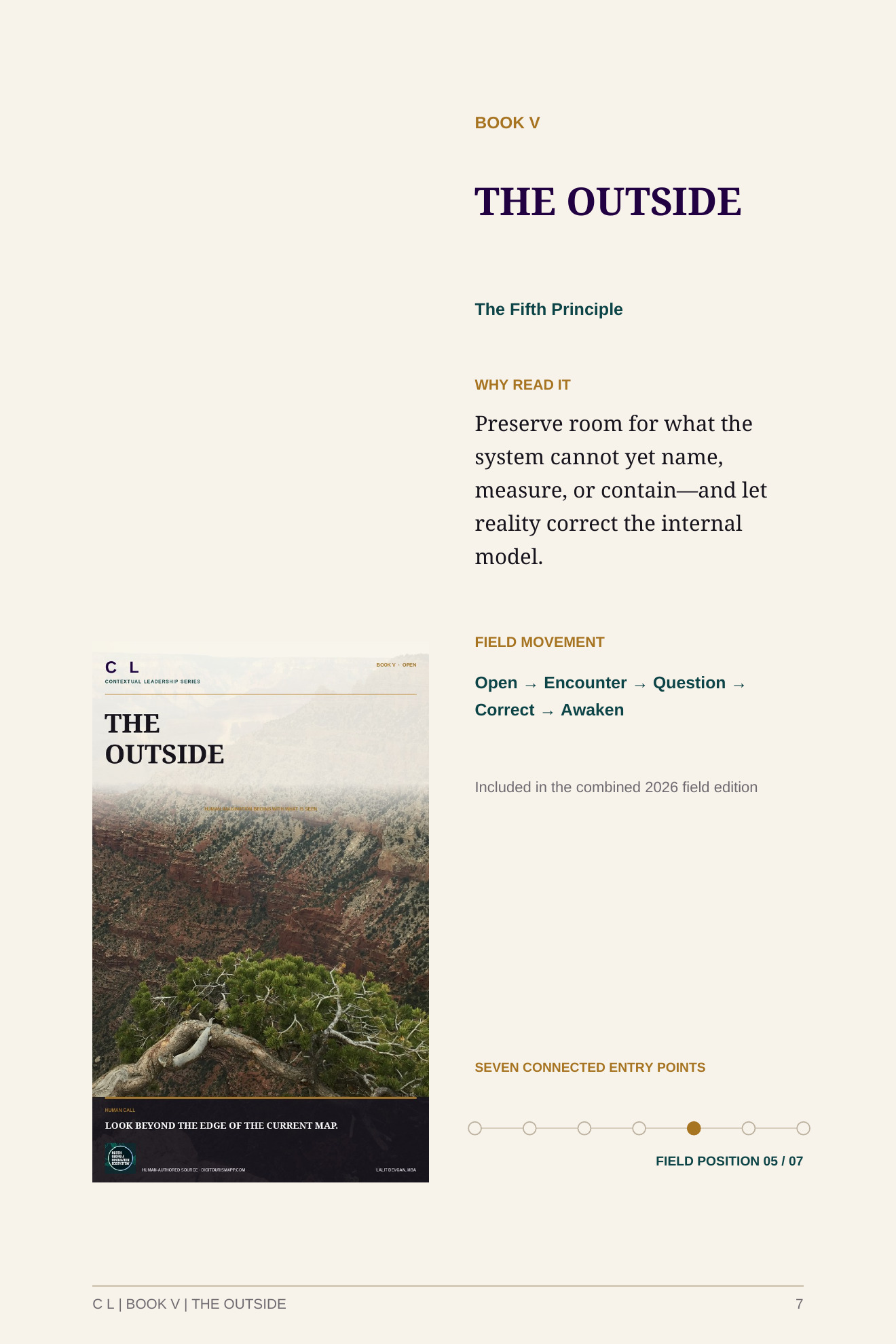 C L founding reader guide page 7 of 11: Book V: The Outside