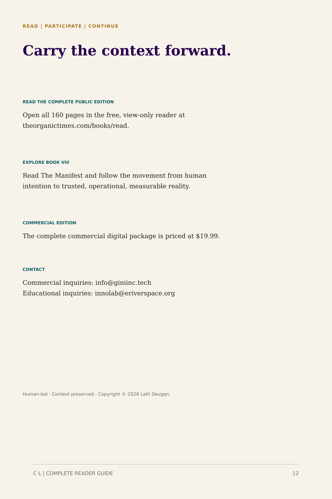 C L complete reader guide page 12 of 12: Carry the Context Forward