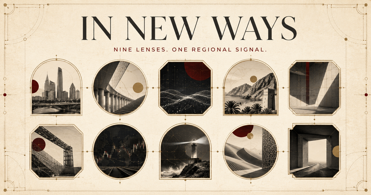 Nine connected editorial windows representing the In New Ways collection